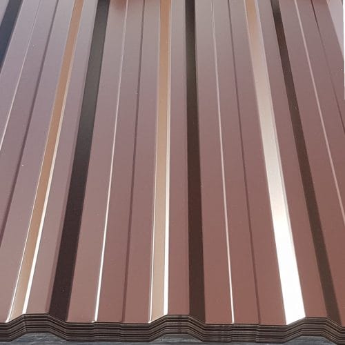 Blachy trapezowe: T18 powlekana poliester kolor brązowy 8017 8019 2 gatunek
