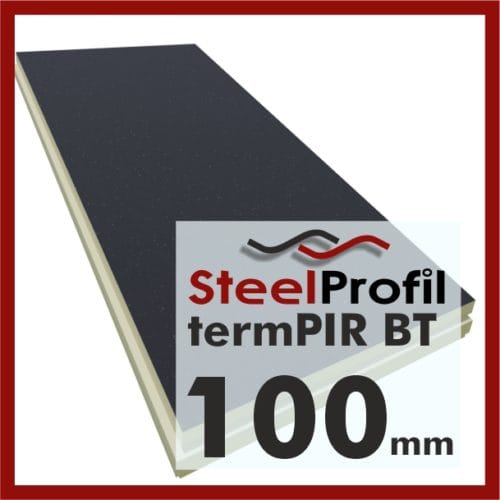 Płyty PIR: termPIR BT 100 mm poliuretan z papą bitumem na dachy płaskie 10cm 1200x600